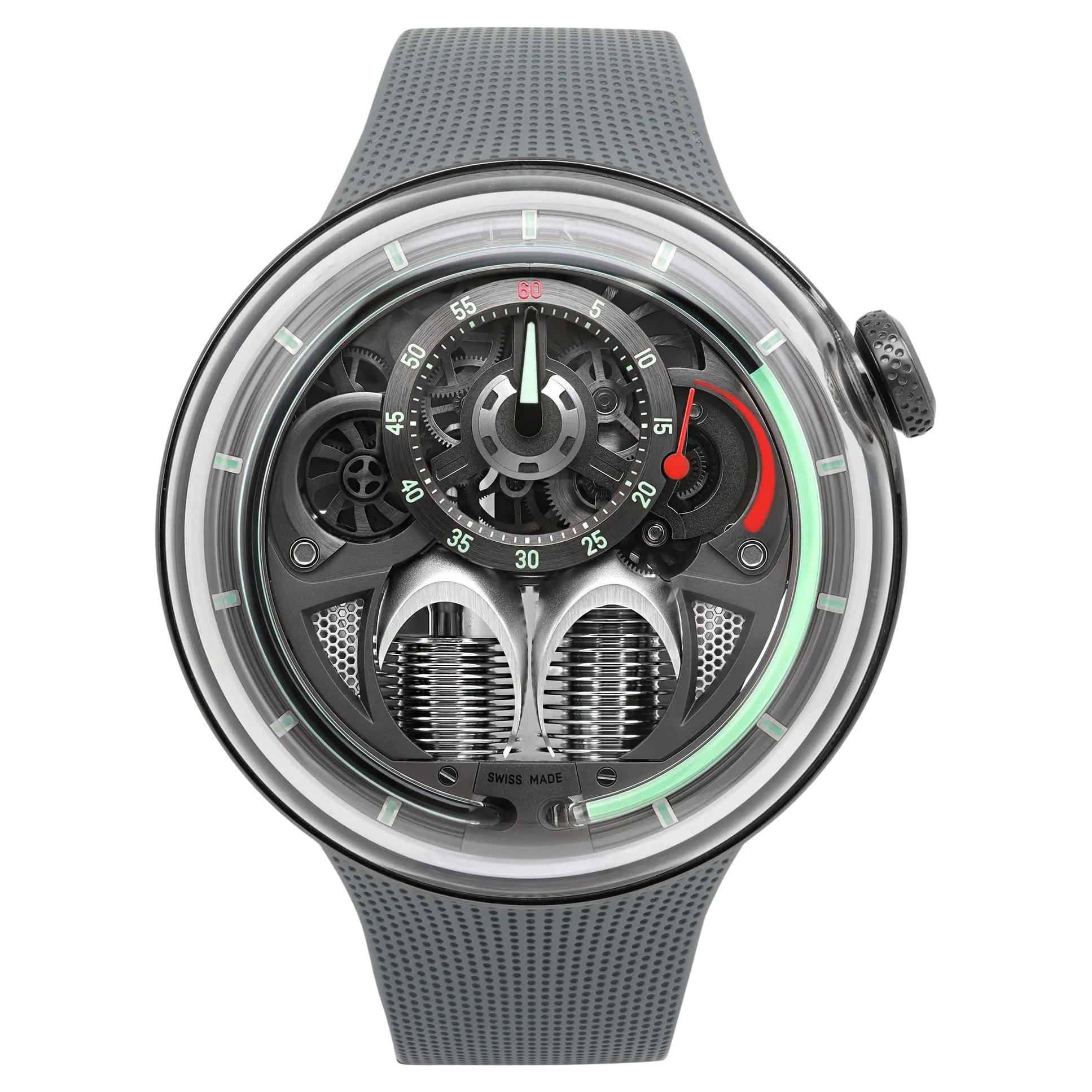 HYT H1.0 48.8mm Steel Gray Skeleton Dial Manual Winding Mens Watch H02095-A