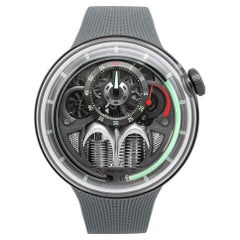 HYT H1.0 48.8mm Steel Gray Skeleton Dial Manual Winding Mens Watch H02095-A