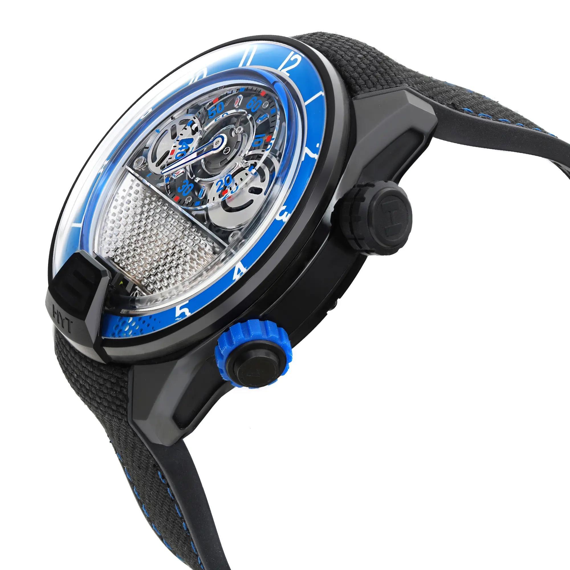 HYT H2 Neo 2 Titanium 51mm Blue Skeletion Dial Manual Wind Men LTD Watch H01704 In New Condition For Sale In New York, NY