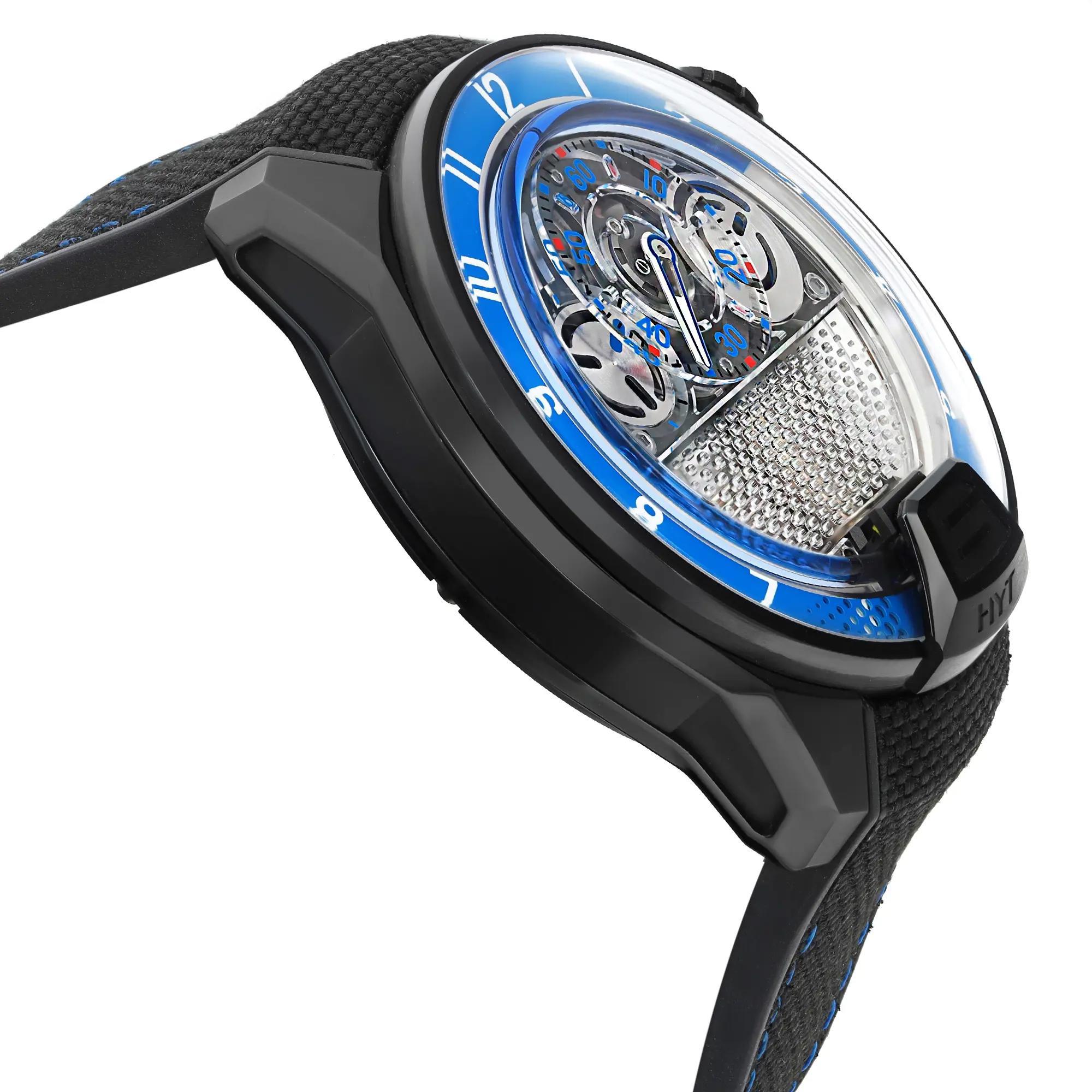 Men's HYT H2 Neo 2 Titanium 51mm Blue Skeletion Dial Manual Wind Men LTD Watch H01704 For Sale