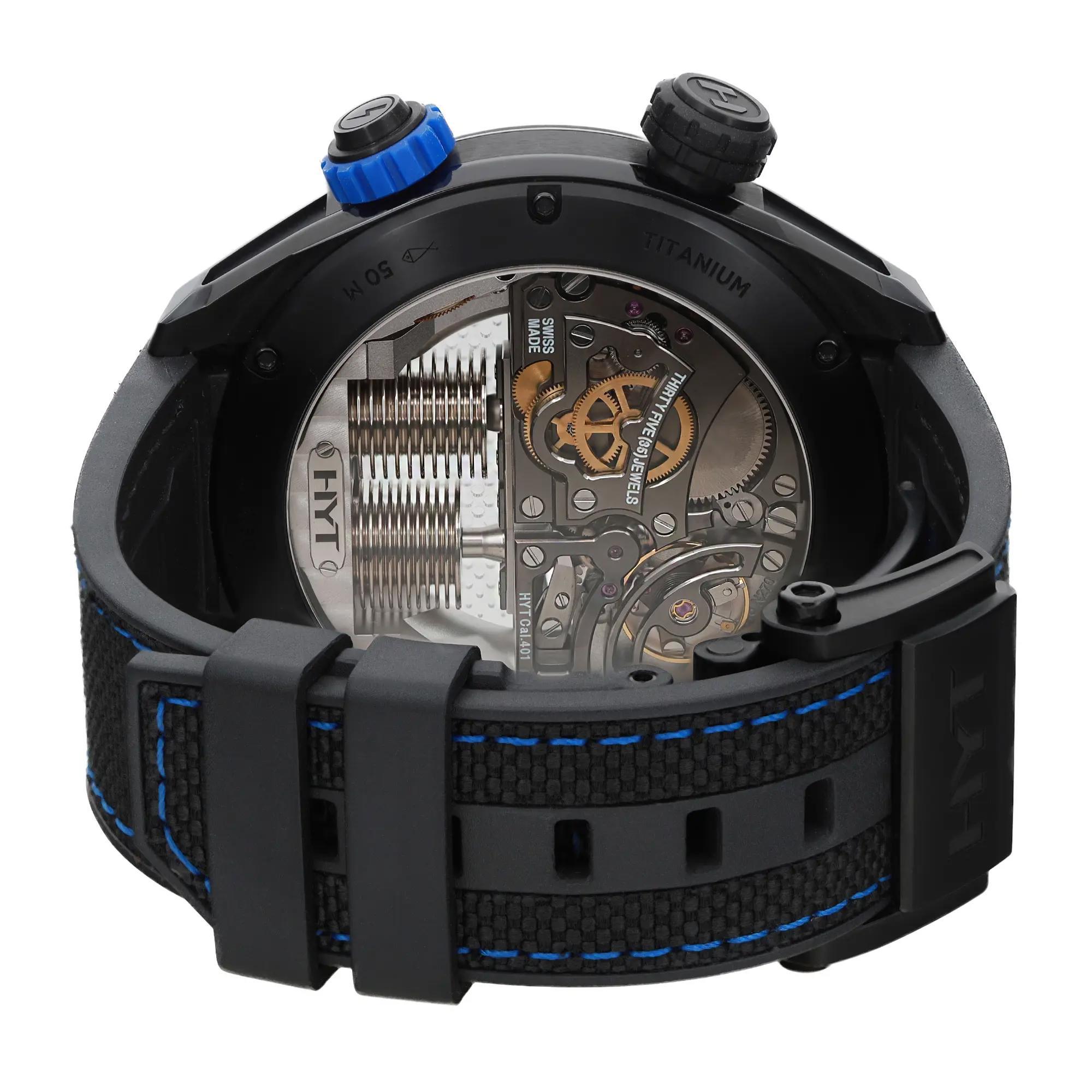 HYT H2 Neo 2 Titanium 51mm Blue Skeletion Dial Manual Wind Men LTD Watch H01704 For Sale 1