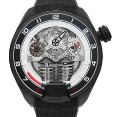 HYT H4 Gotham Carbon Silver Skeleton Dial Manual Wind Men Watch H4-CB-515020