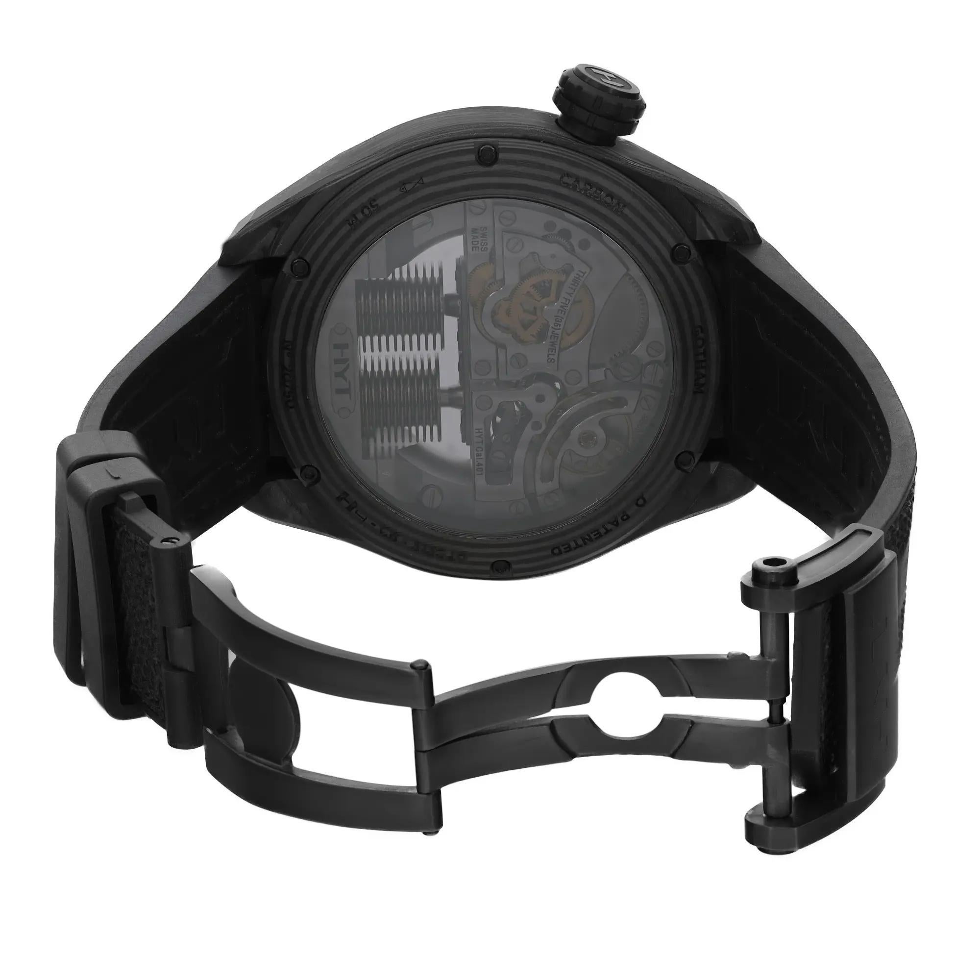 HYT H4 Gotham Carbon Silver Skeleton Dial Manual Wind Men Watch H4-CB-515020 For Sale 2
