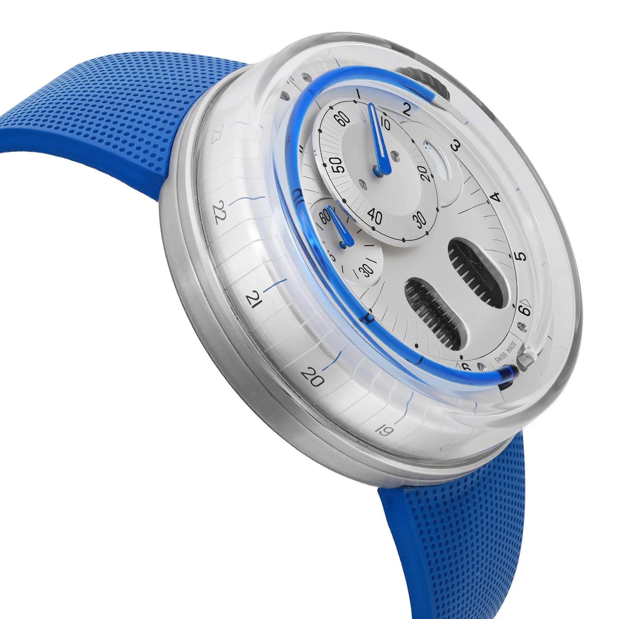 HYT HO 48.8mm Steel Silver Dial Manual Wind Men Watch H00840.BK Pour hommes en vente