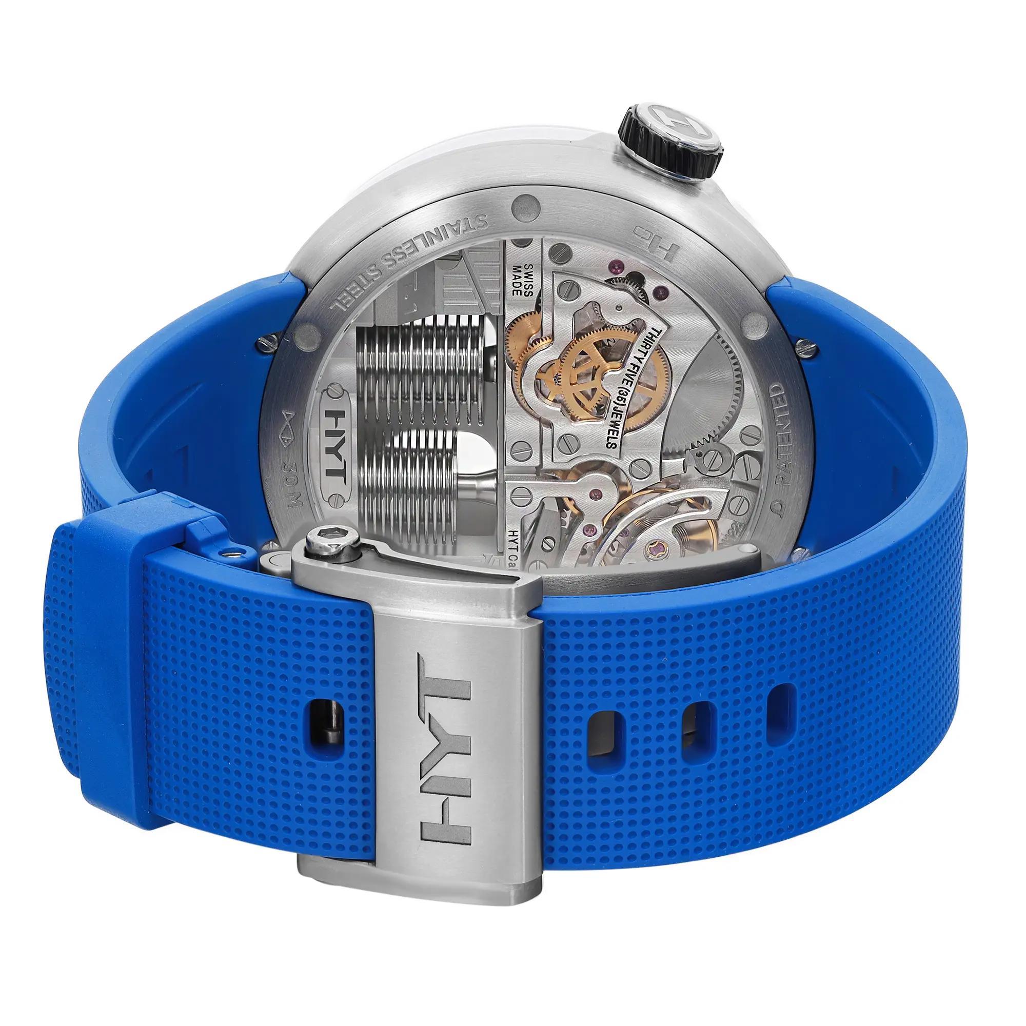 HYT HO 48.8mm Steel Silver Dial Manual Wind Men Watch H00840.BK en vente 1