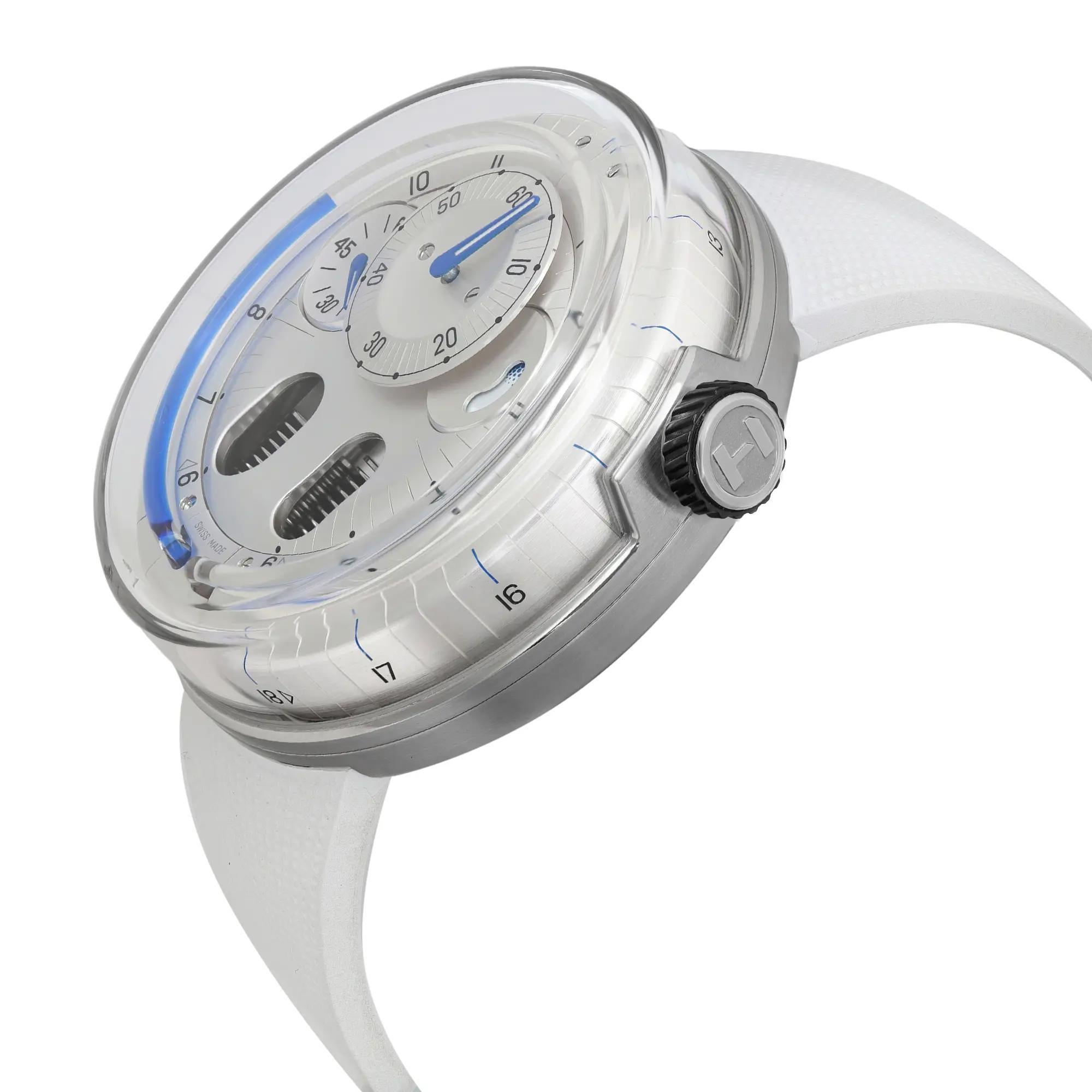HYT HO 48.8mm Steel Silver Dial Men Manual Wind Watch H00840.WT In New Condition In New York, NY