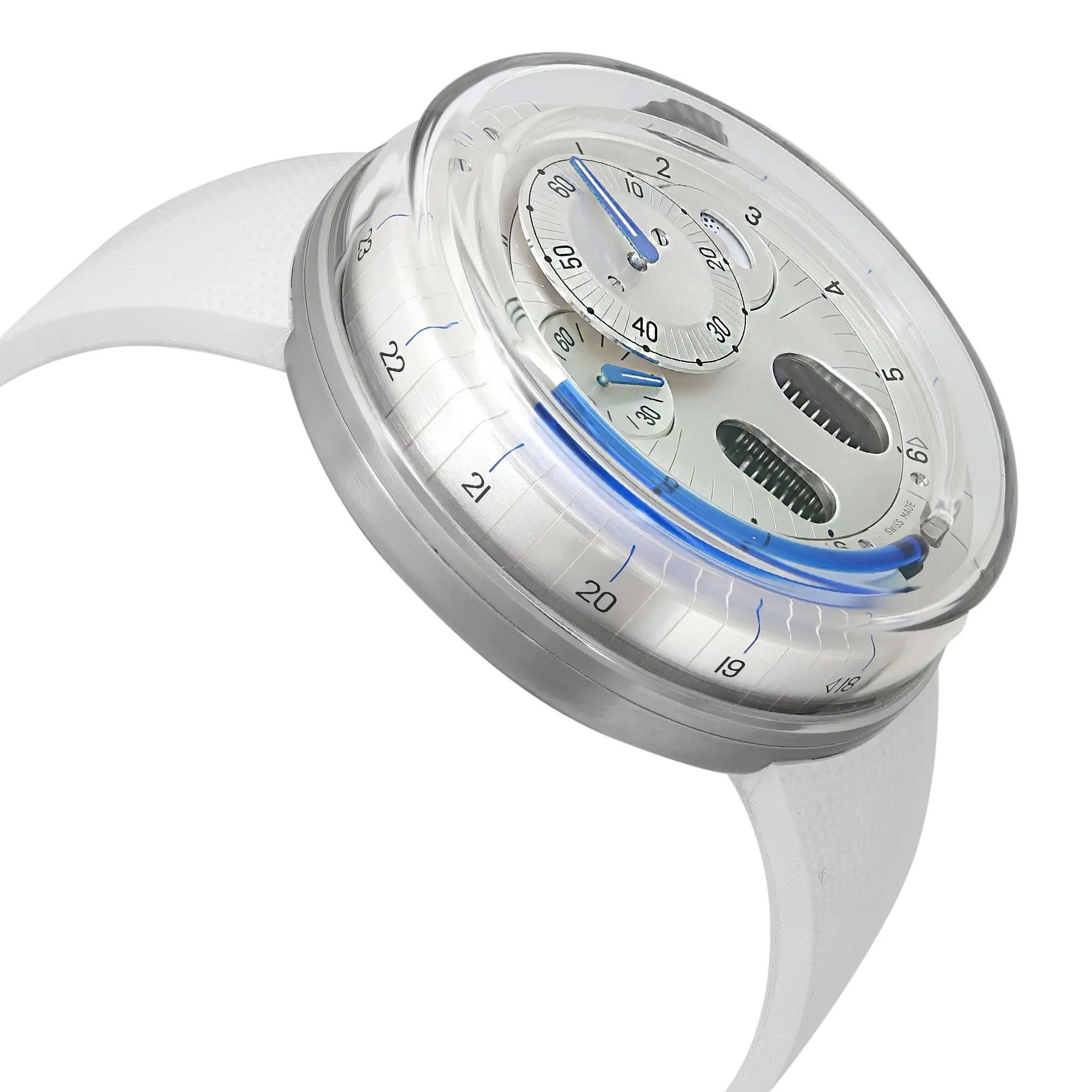 Men's HYT HO 48.8mm Steel Silver Dial Men Manual Wind Watch H00840.WT