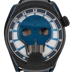 HYT Schädel Axl Guns N Roses 51mm Titan PVD blaues Zifferblatt Herrenuhr 151-DL-47-NF-BV