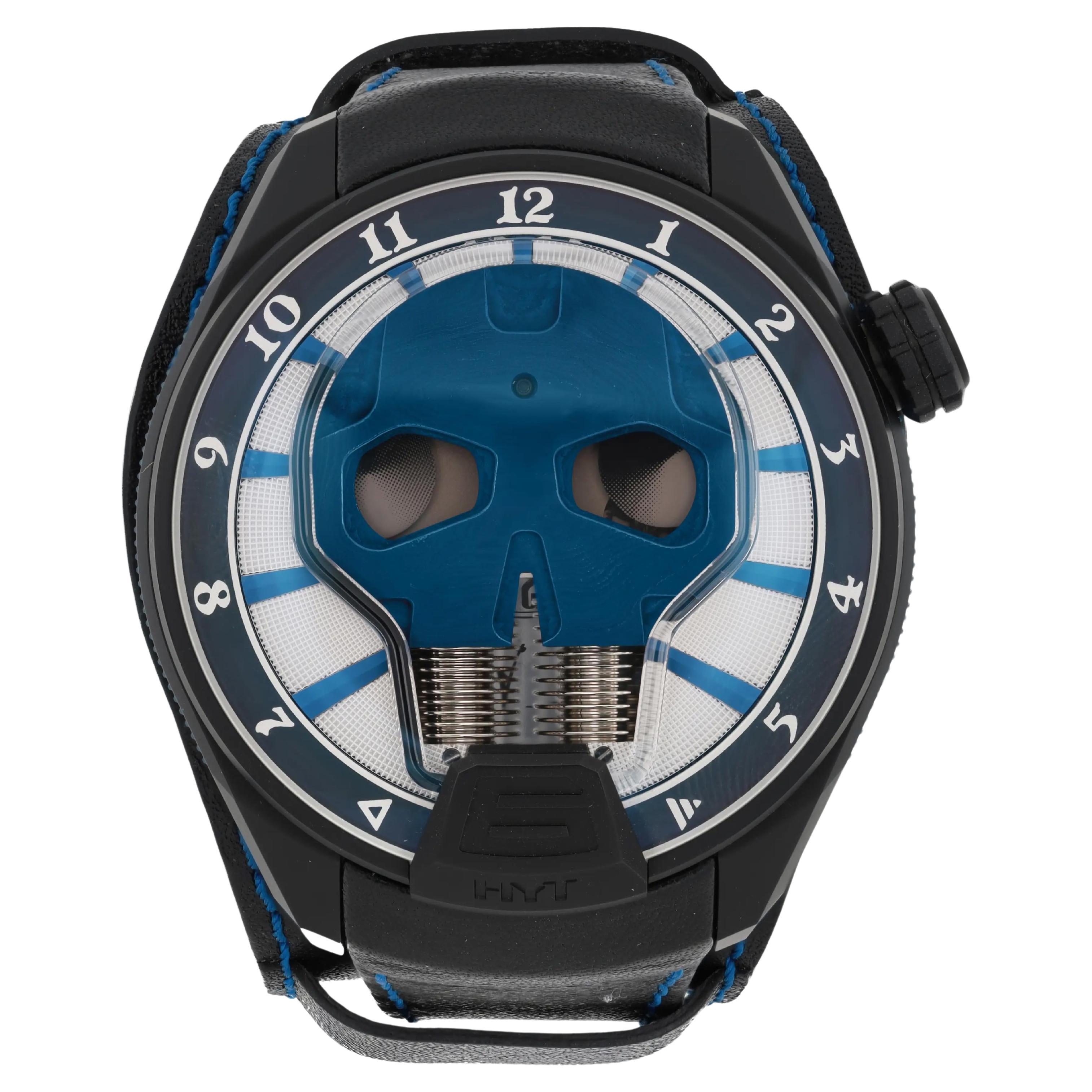 Montre Hommes HYT Skull Axl Guns N Roses 51mm Titanium PVD Blue Dial 151-DL-47-NF-BV en vente
