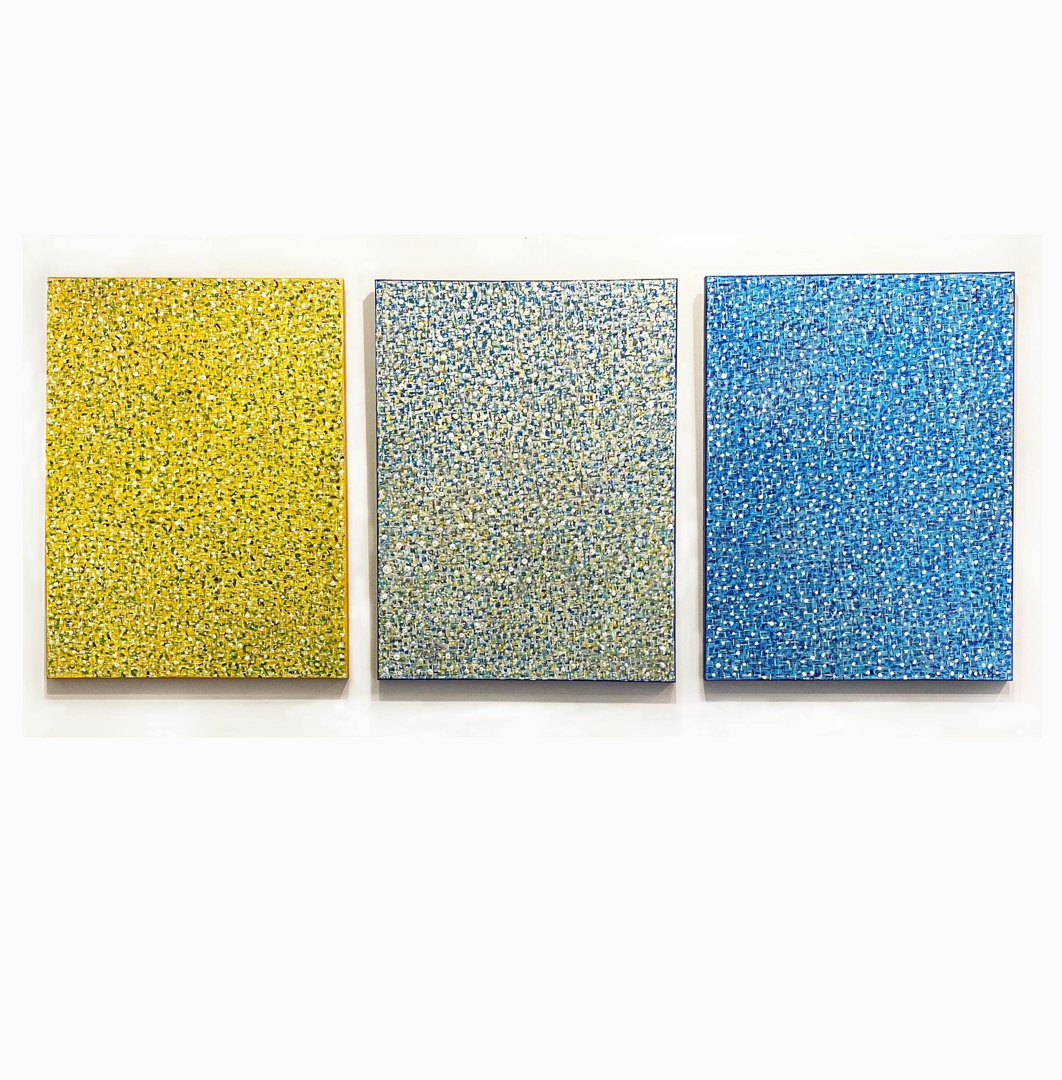 Buntes monochromes Mixed-Media-Gemälde „Schnee Triologie“ von Koreanischer Künstler im Angebot 1