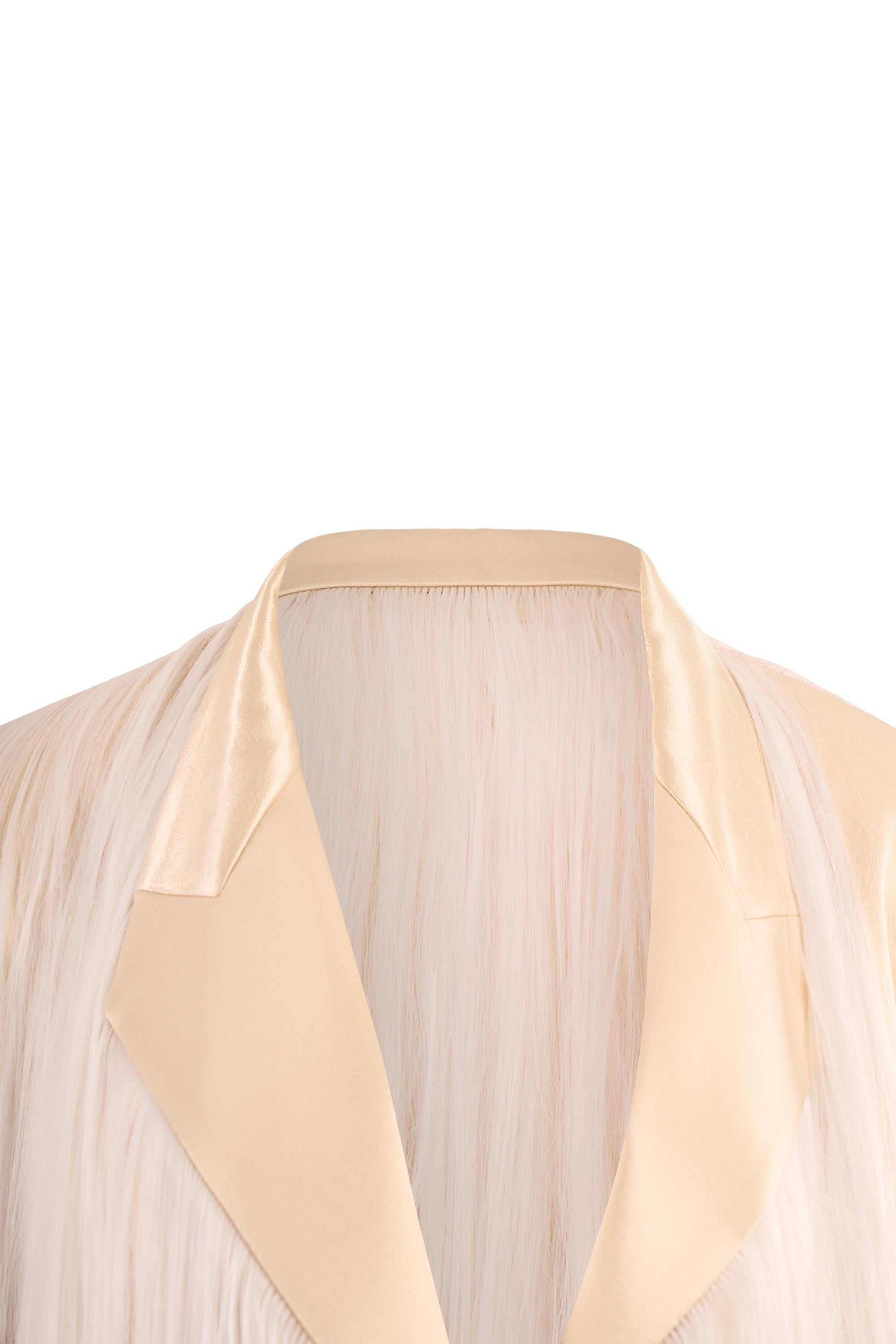 Hyun Mi Nielsen A/W Ivory Long Hair Tailored Coat In Excellent Condition For Sale In London, GB