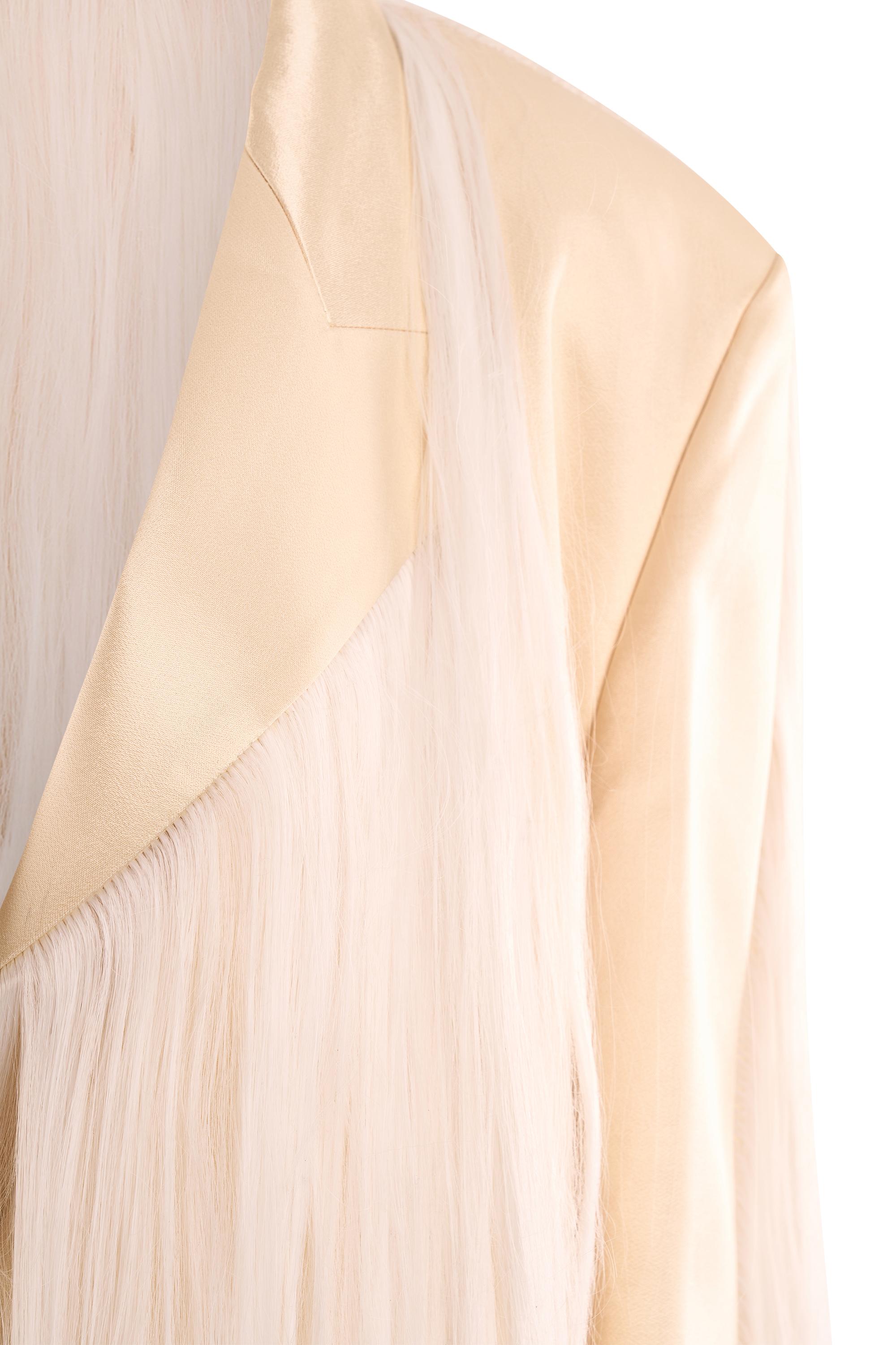 Hyun Mi Nielsen A/W Ivory Long Hair Tailored Coat For Sale 1