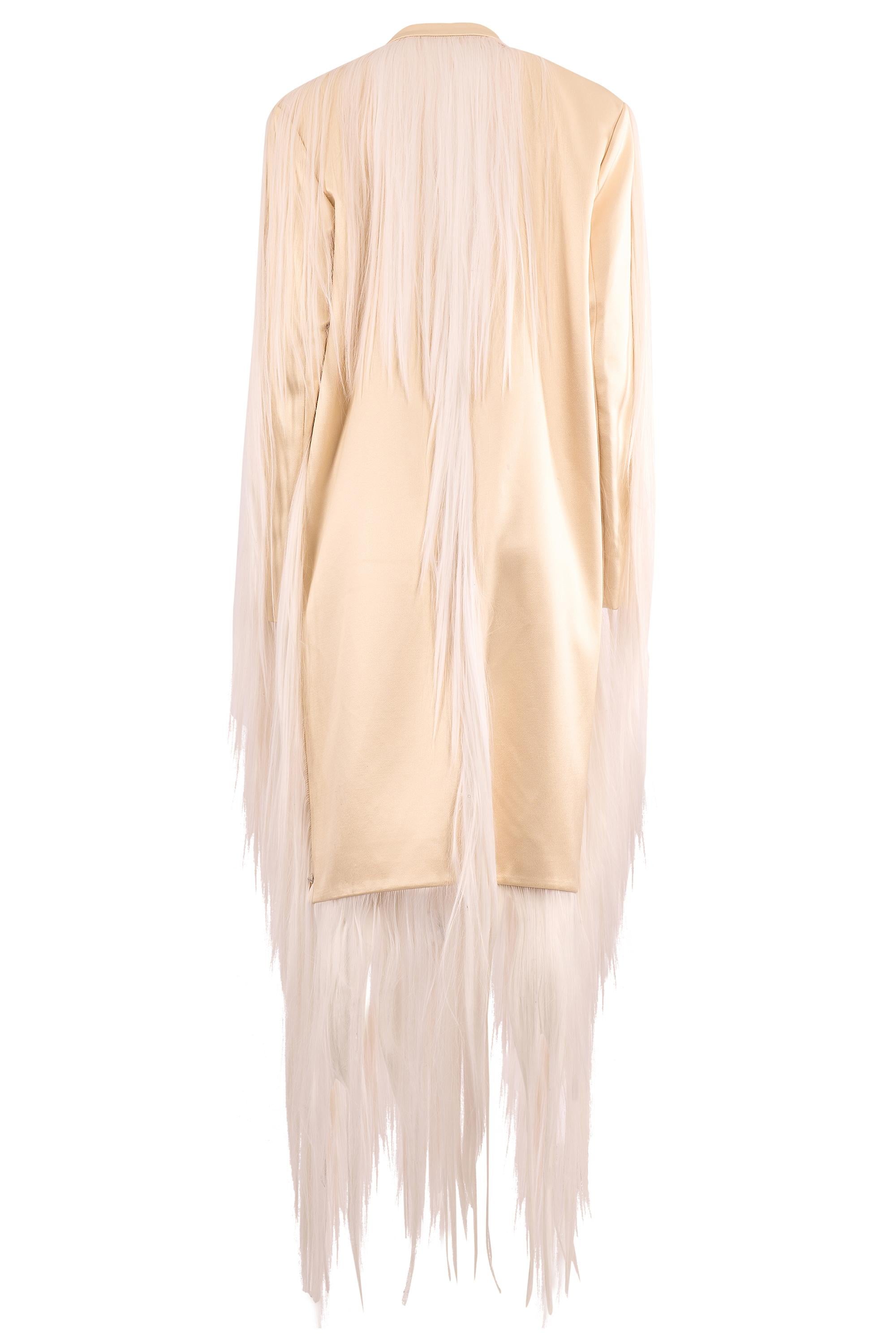 Hyun Mi Nielsen A/W Ivory Long Hair Tailored Coat For Sale 2