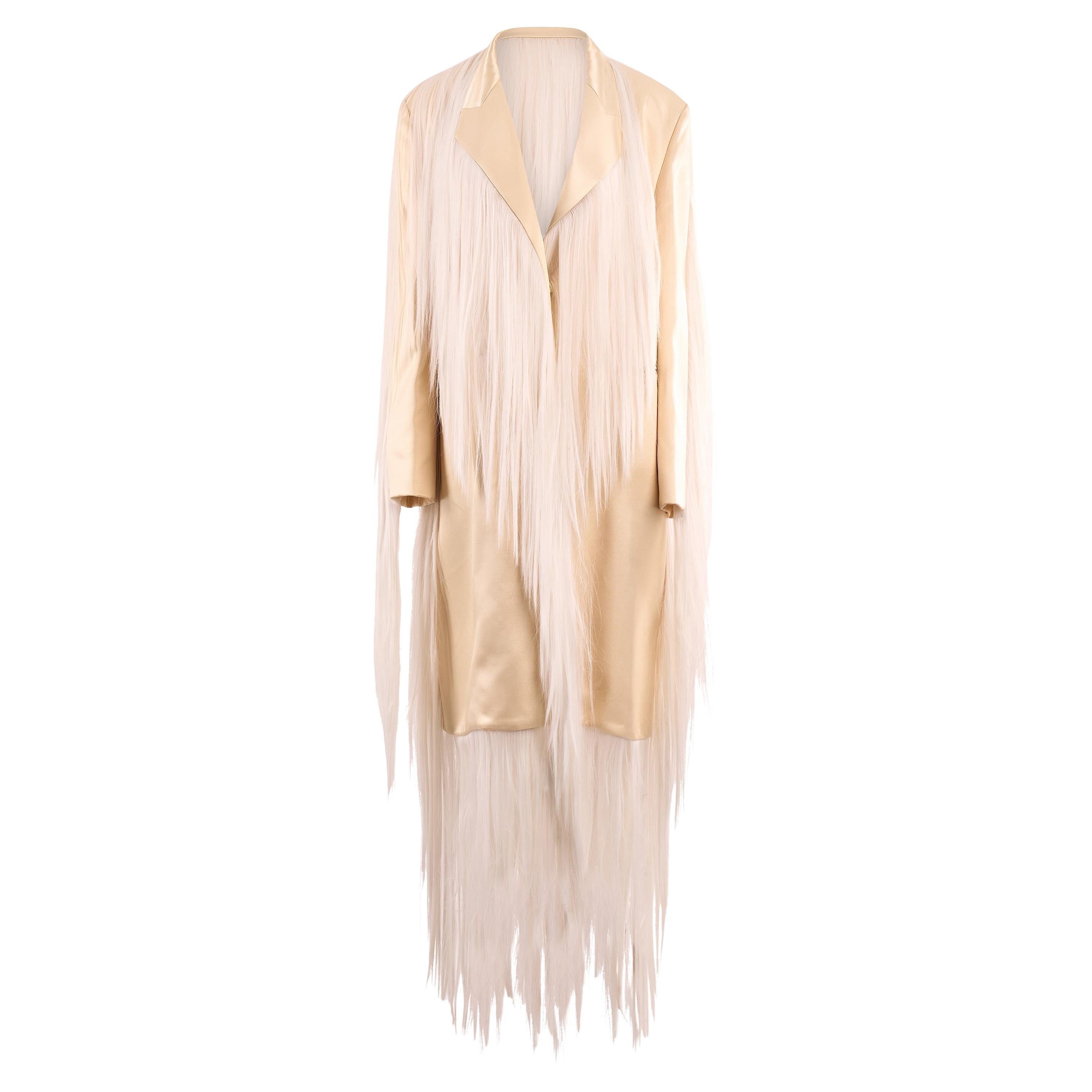 Hyun Mi Nielsen A/W Ivory Long Hair Tailored Coat For Sale