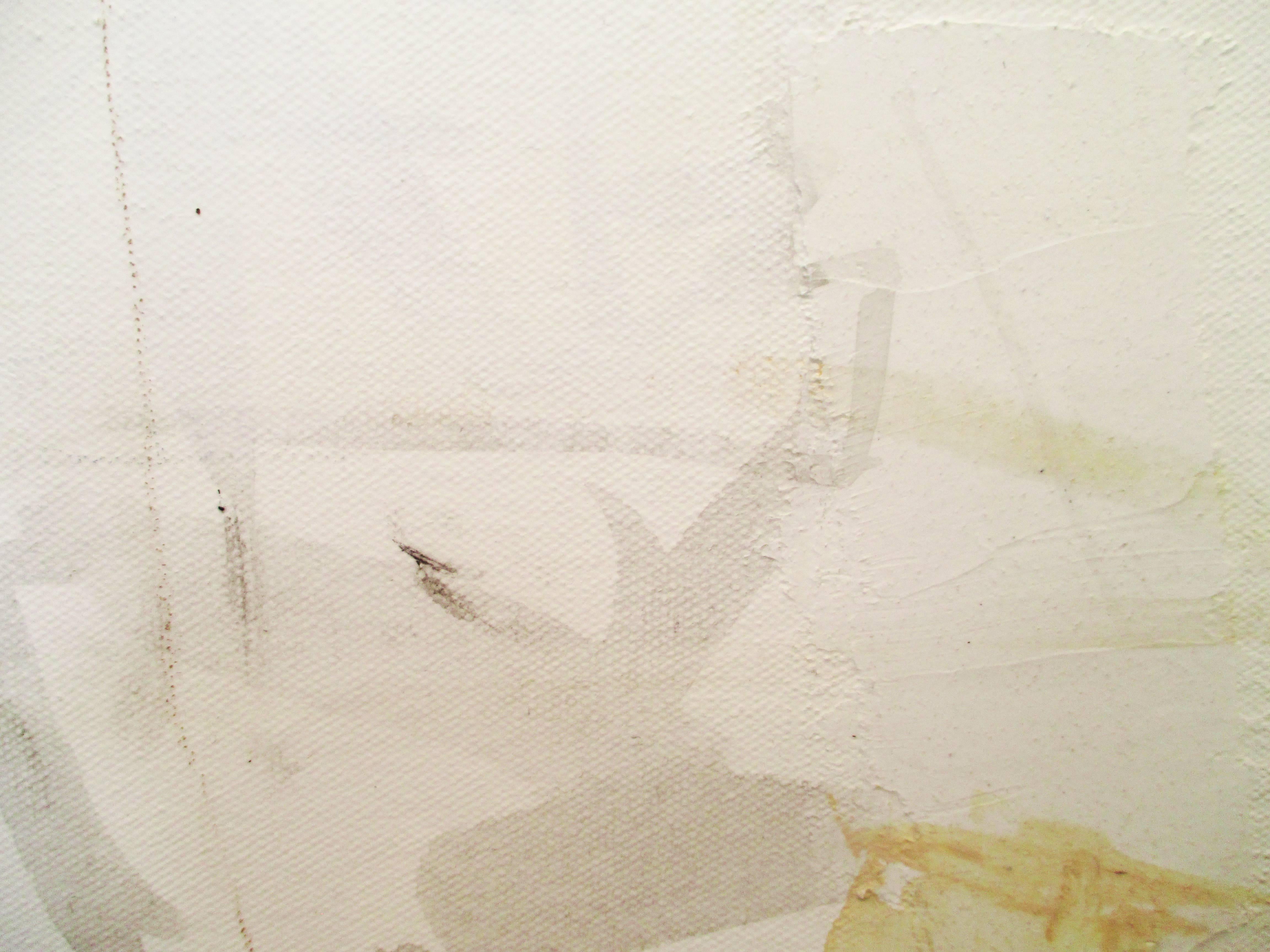 « Abstract Alchemy n°1 » - Peinture abstraite en noir et blanc avec jaune - Beige Abstract Painting par Hyunmee Lee