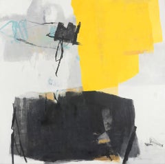 "Behind" Yellow and Black Abstract Painting