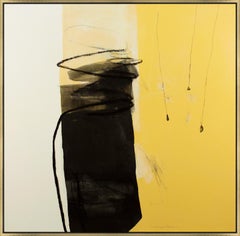 "Inland Island #59" Peinture à l'acrylique abstraite gestuelle jaune sur toile