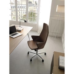 Fauteuil de direction Hyway à haut dossier en aluminium et tapisserie d'ameublement par Quinti Sedute