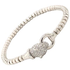 Panther Diamond Head 18 Karat White Gold Flexible Italian Made Bracelet 