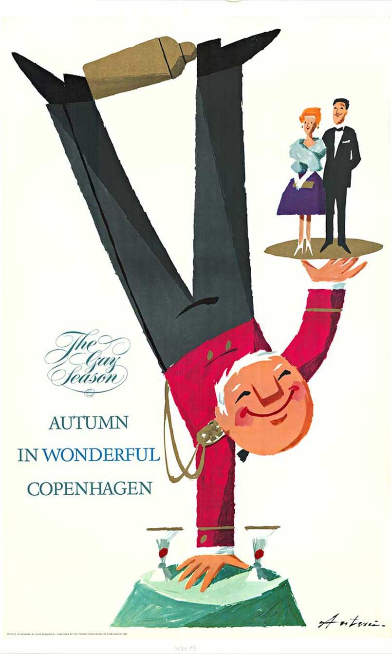 Vintage-Reiseplakat „Herbst im Wunderschönen Kopenhagen“  Barkeeper