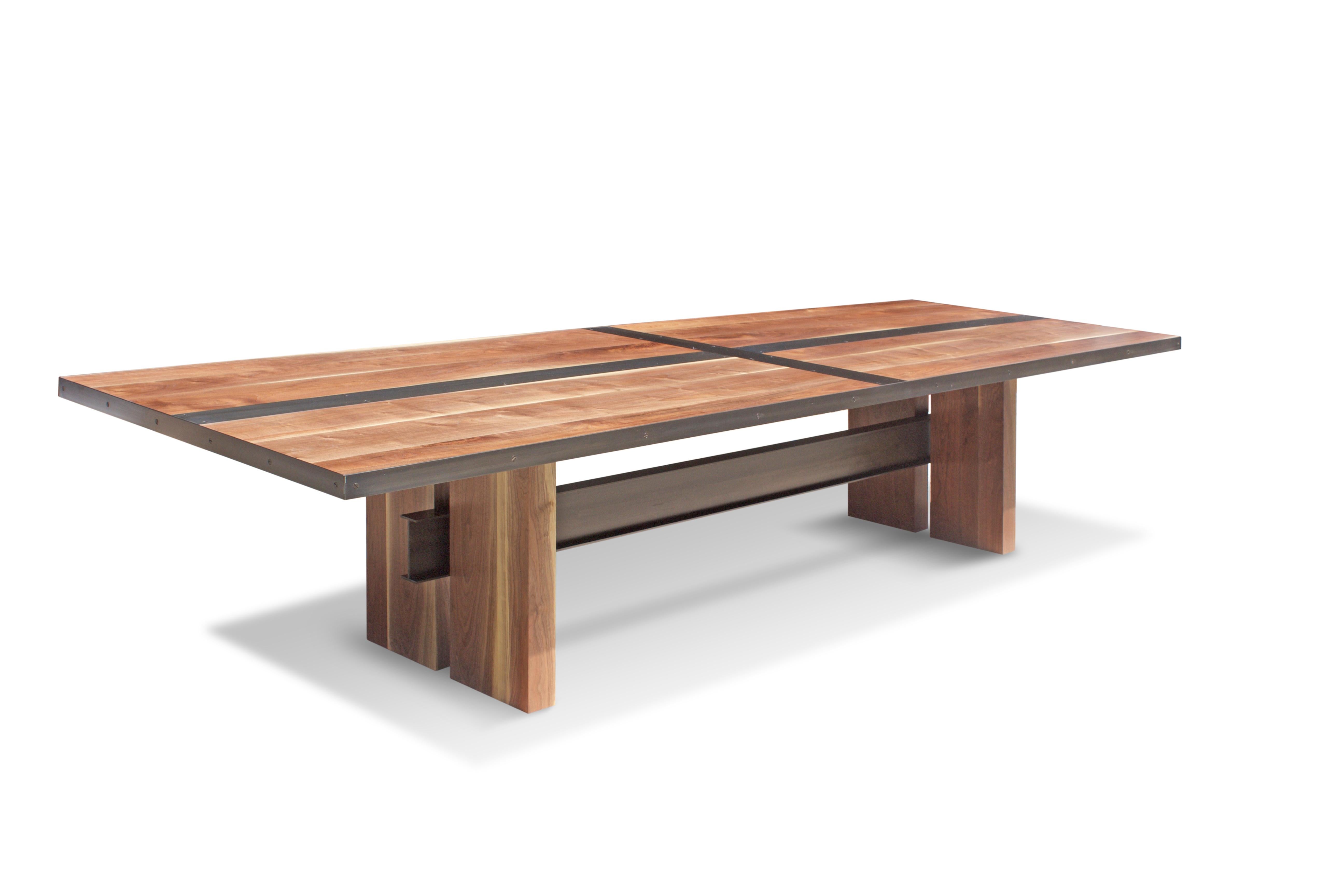 Modern Reclaimed White Oak I-Beam Conference Table by Mark Jupiter For Sale