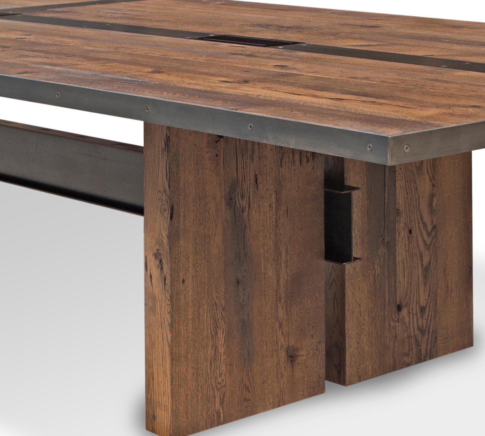 American Reclaimed White Oak I-Beam Conference Table by Mark Jupiter For Sale