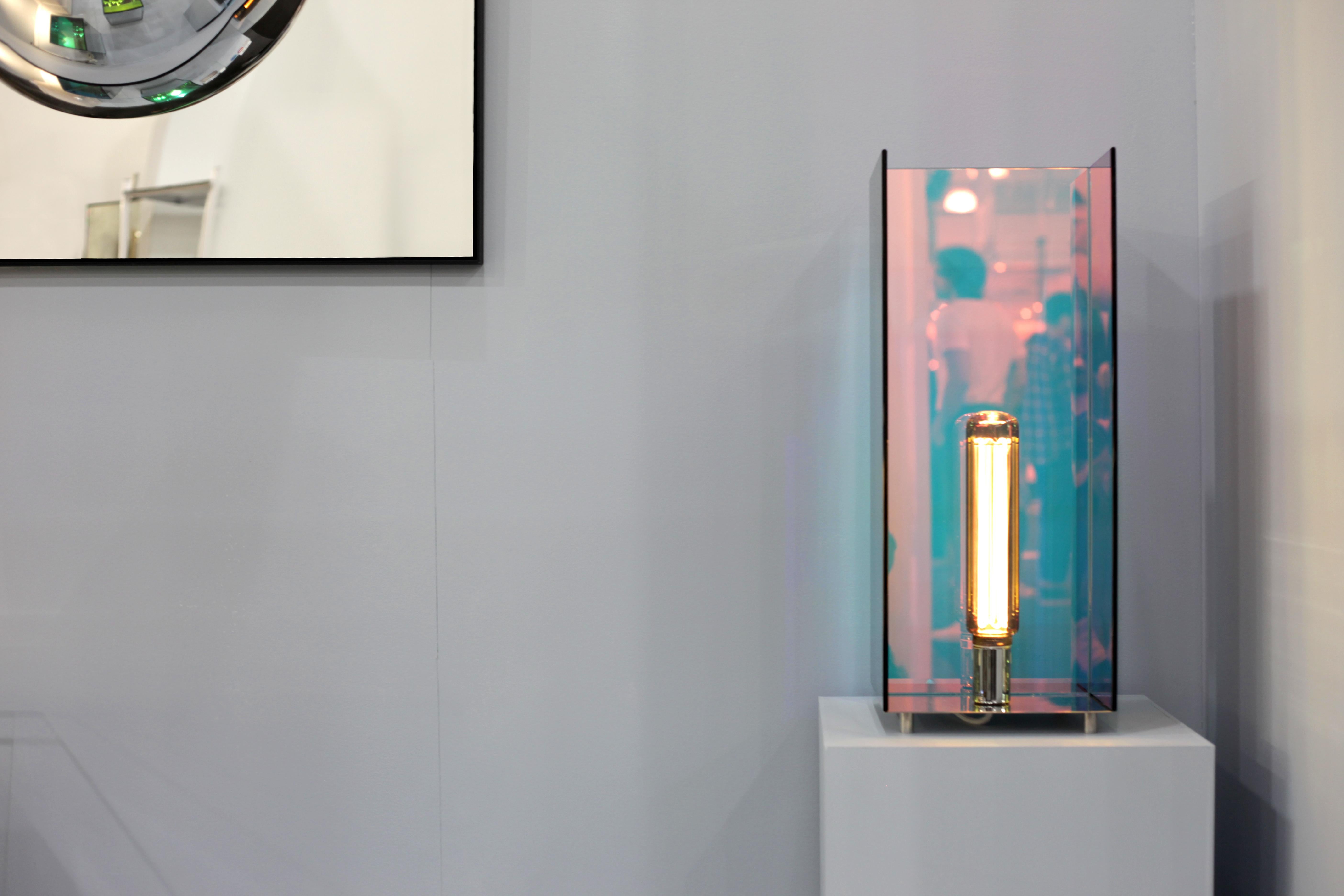 I-Beam II Dichroic Glass Table Lamp by Caroline Chao In New Condition For Sale In New York, NY
