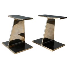 I-Beam Polished Nickel Bookends, USA, 1970s