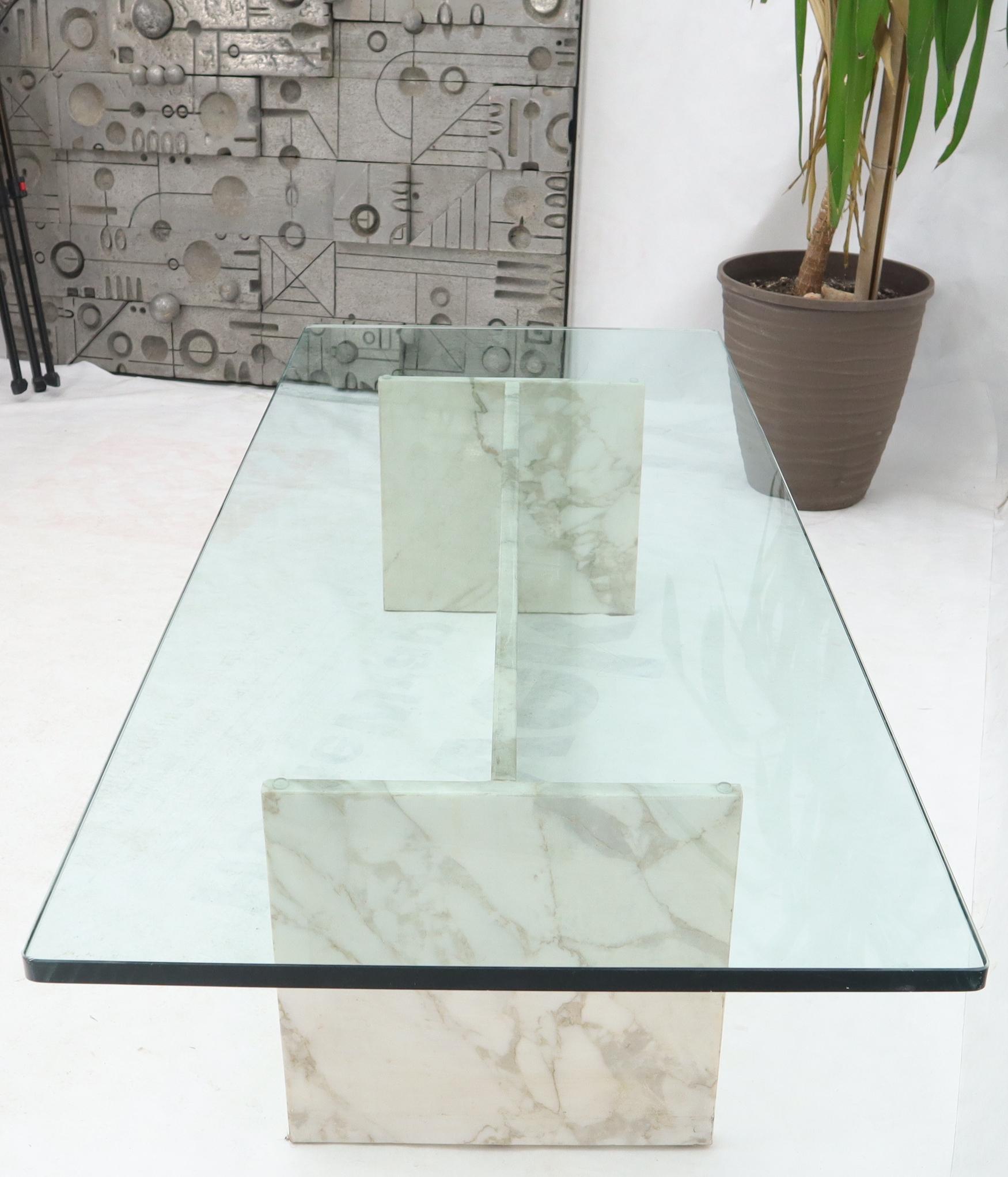 I Beam Shape Marble Base Glass Top Coffee Table 1