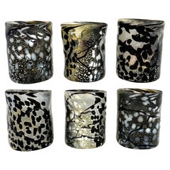 I Bizantini. Bicchieri in vetro di Murano – Set nero e argento - Collezione Maestro