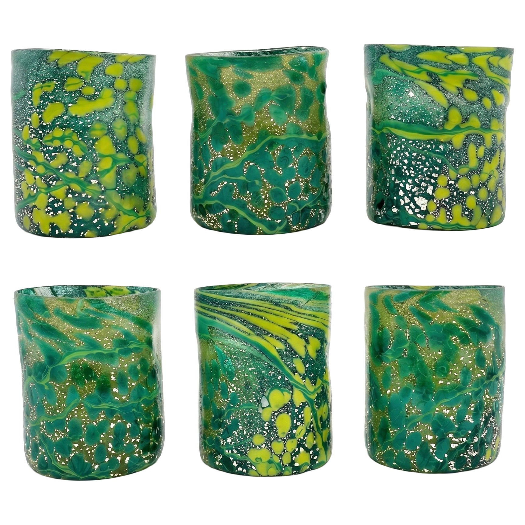 Les Byzantins. Verres en verre de Murano – Ensemble « Émeraude et Lagune » - Collection Maestro en vente