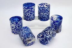 I Bizantini. Murano Glass Tumblers-Ultramarine and Silver Set-Maestro Collection