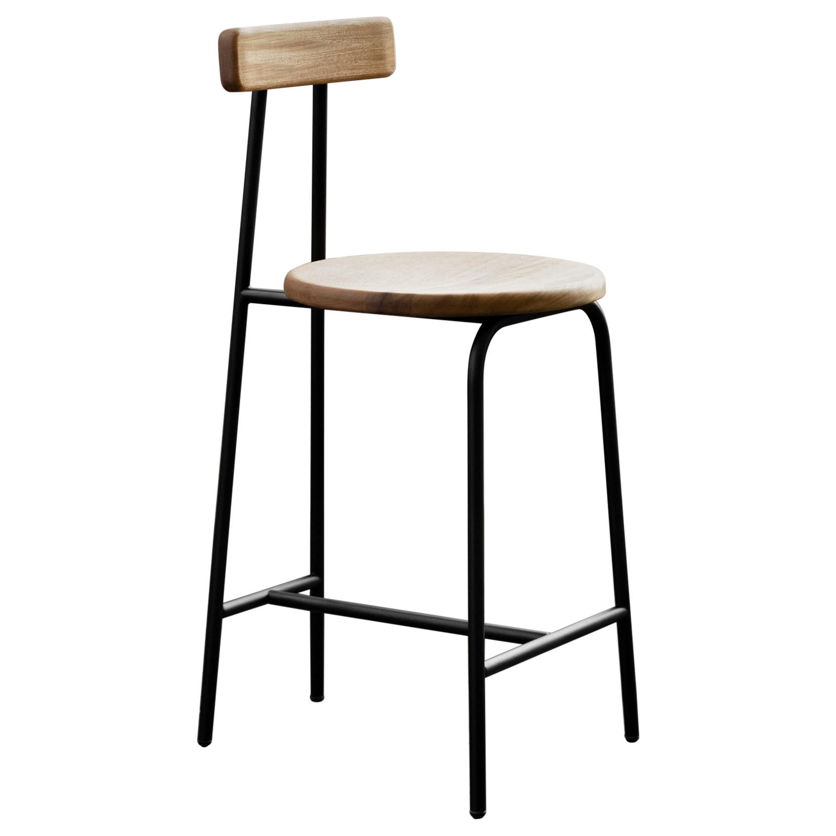 I Collection Wooden Stool with Metallic Structure