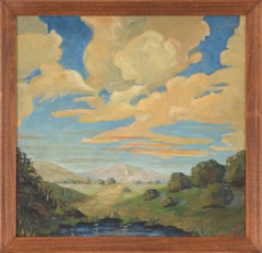 Mountains Beyond the Pond - Mid Century Landscape