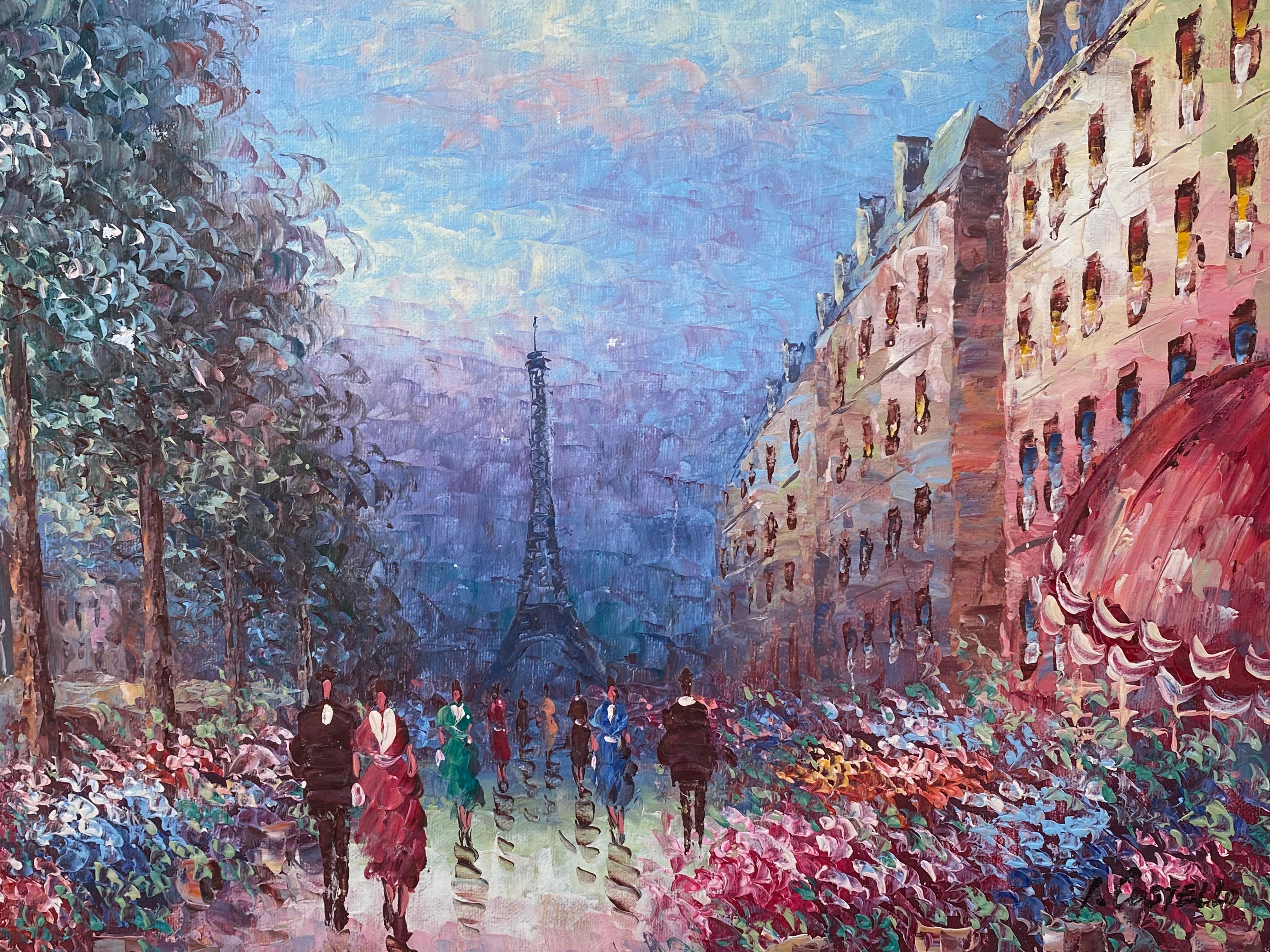 “La Tour Eiffel” - Post-Impressionist Painting by I. Costello