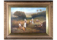 Antique I. D. Hill - Late 19th Century Oil, The Hay Harvest