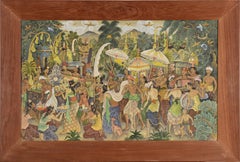 Processione di un villaggio della giungla di Bali, figurazione indonesiana