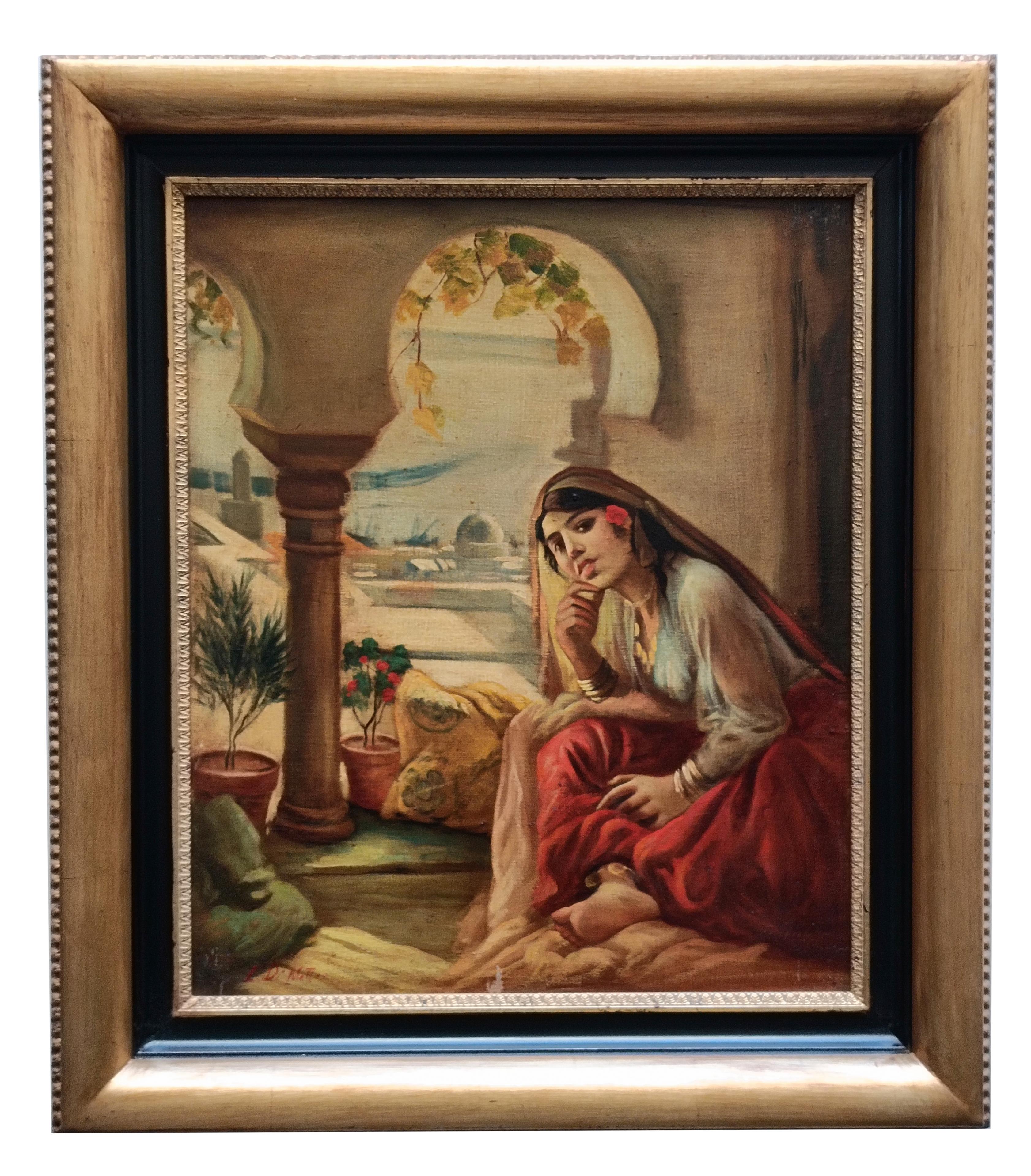I. Di Matteo Portrait Painting - ORIENTAL GIRL- Orientalism- French School Italy figurative Oil on canvas paint
