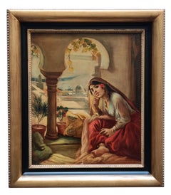 ORIENTAL GIRL - Orientalisme - École française - Italie - Peinture figurative à l'huile sur toile