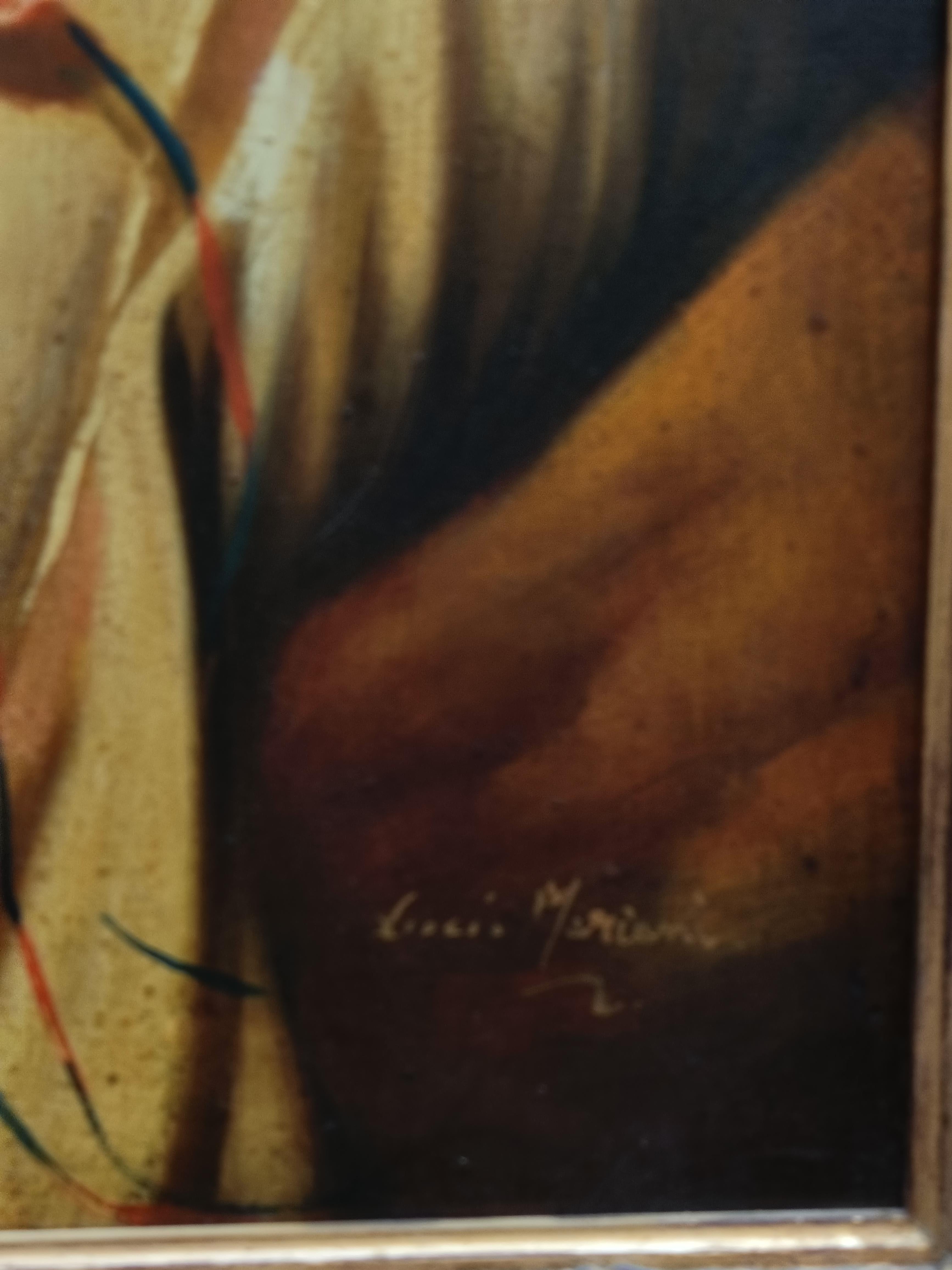 PORTRAIT OF REBECCA AT THE FOUNTAIN – In Anlehnung an Guffens – Öl  auf Farbe im Angebot 3