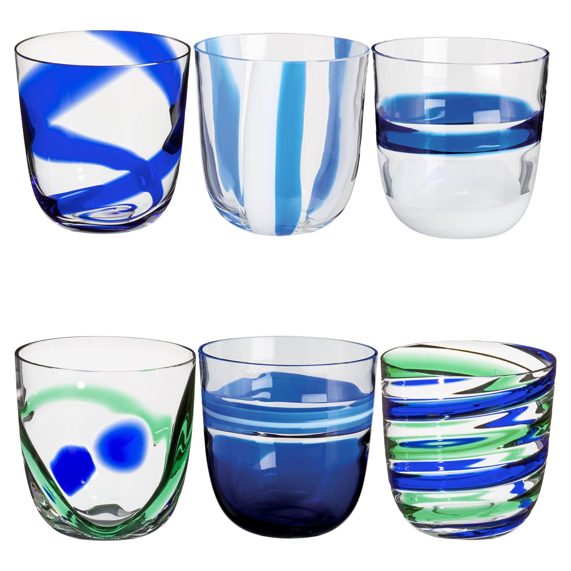 Set von 6 blauen Gläsern von I Diversi, N. 1