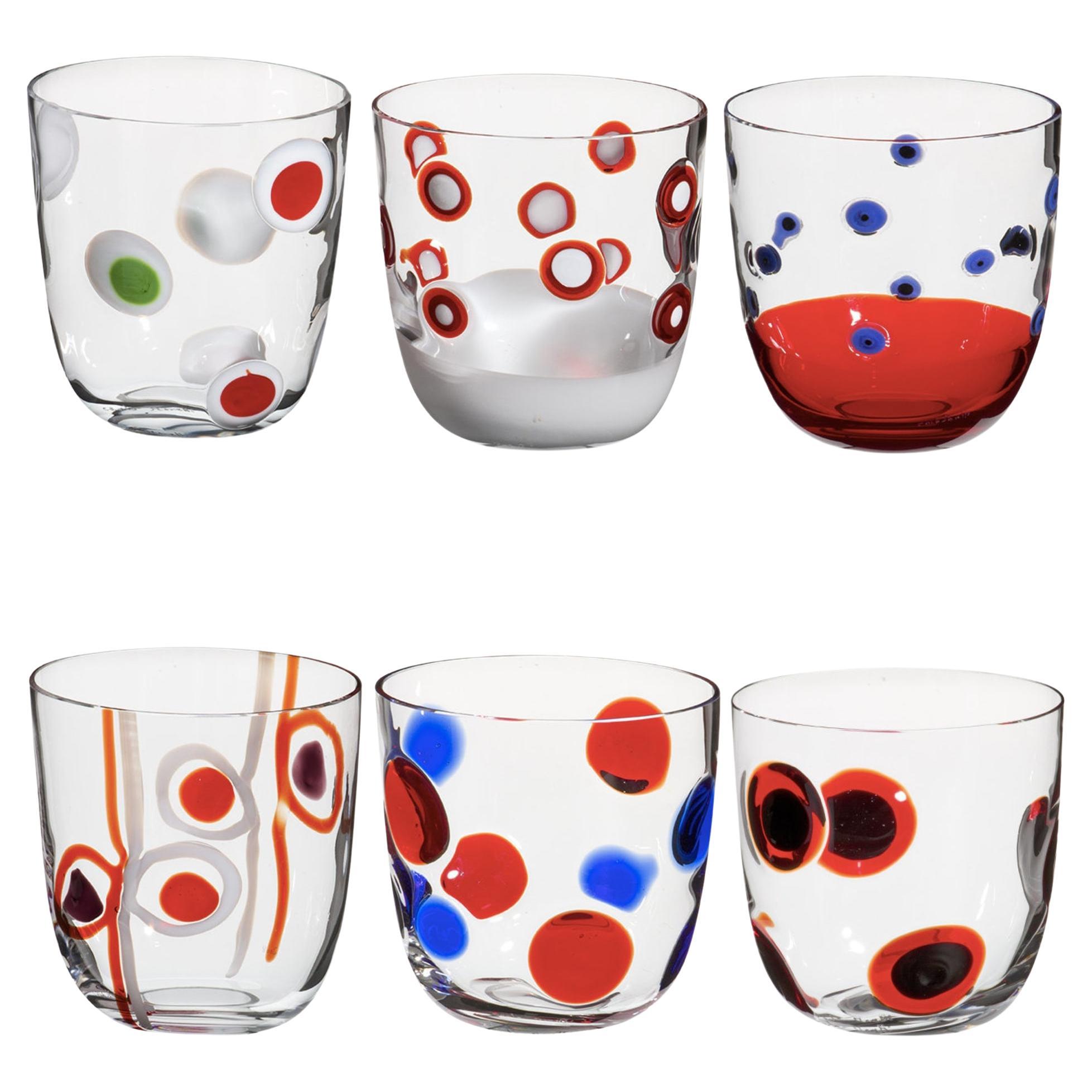 Set von 6 roten Gläsern von I Diversi, N. 1