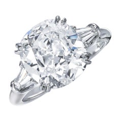 I Flawless 3 Karat Diamant im Kissenschliff Platin Solitär Ring