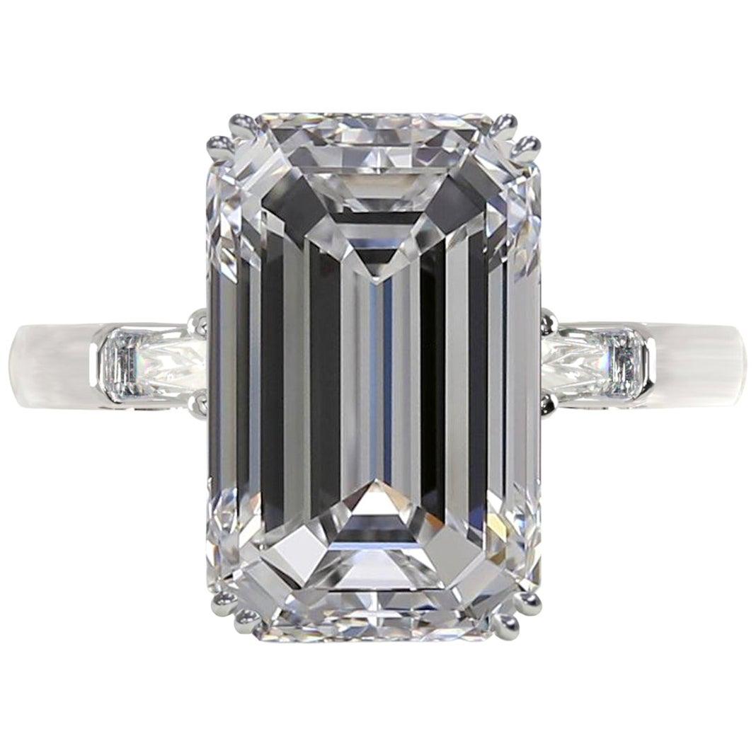 Exceptional GIA Certified 3.01 Carat Emerald Cut Diamond Ring