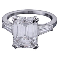 I Flawless D Color GIA Certified 5 Carat Emerald Cut Diamond Ring