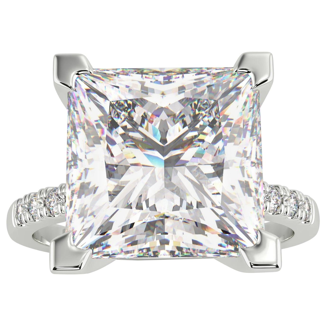 I Flawless GIA 5 Carat Princess Cut Diamond Platinum Ring