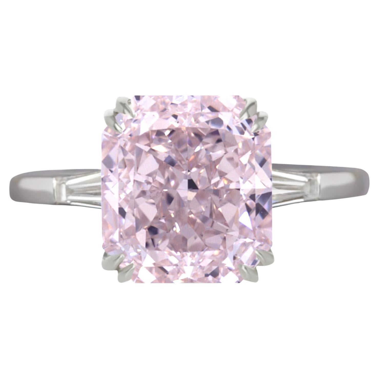 I FLAWLESS GIA Certified 2 Carat Fancy Pink Radiant Cut Diamond Platinum Ring