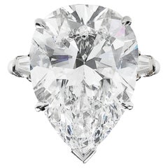 I Flawless GIA Certified 5 Carat Pear Cut Solitaire Platinum Diamond Ring