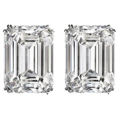 I FLAWLESS GIA Certified 6.15 Carat Emerald Cut Diamond Pair Platinum Studs