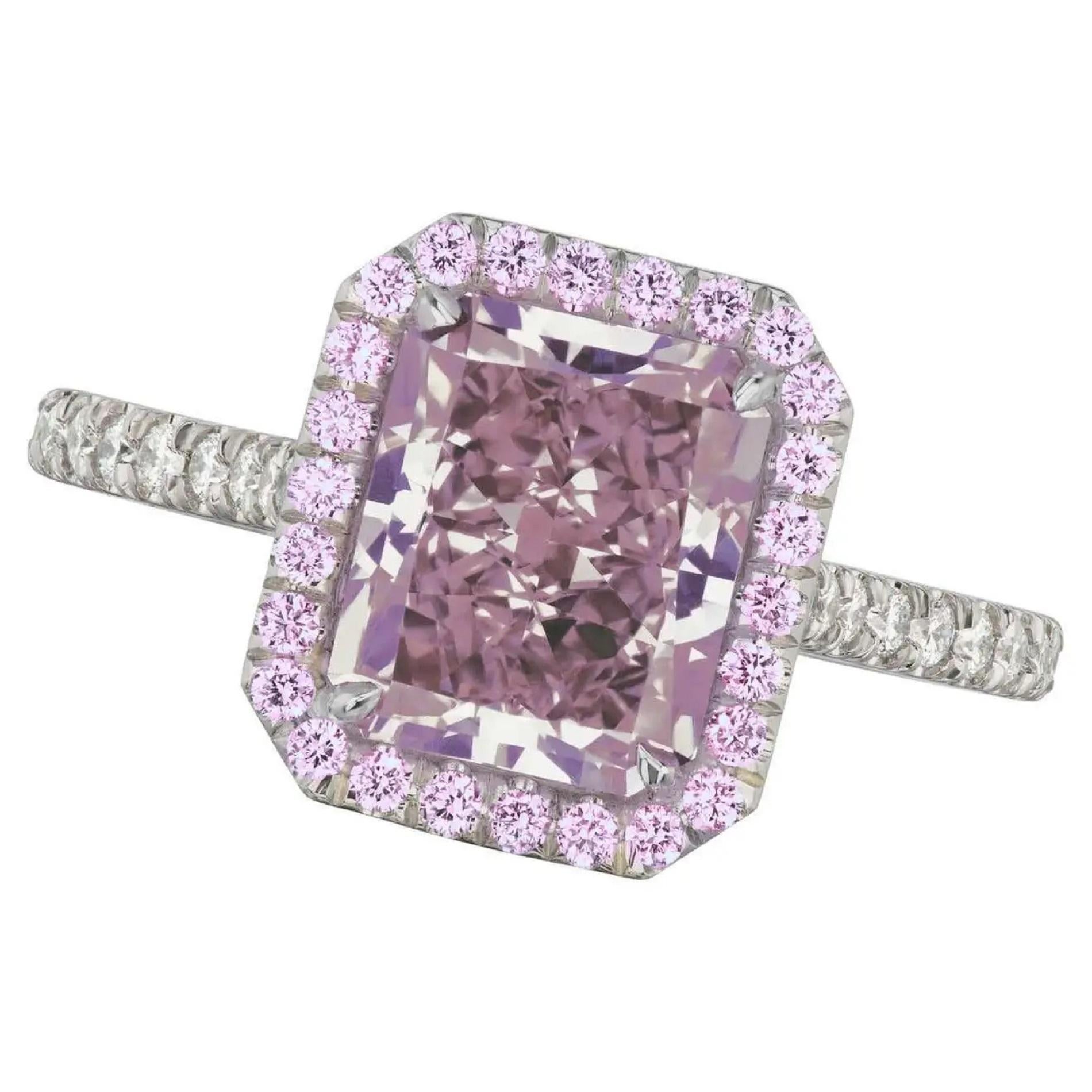 radiant cut pink diamond ring